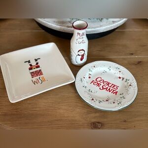 Rae Dunn Christmas Plate and Milk for Santa and matching plate set